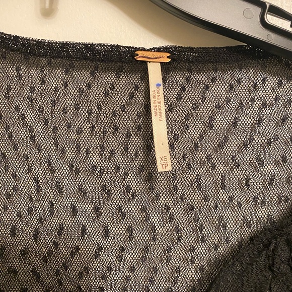 NWOT Free People True Candy Top Sheer Black Embroidered Lace Boho Size XS - Picture 5 of 6